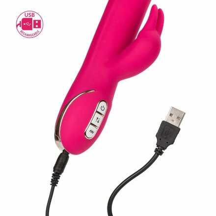 Ярко-розовый вибратор Jack Rabbit Signature Silicone Beaded Rabbit - 23 см. 