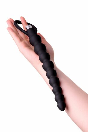 Черная анальная цепочка с вибрацией A-toys - 32,7 см. 