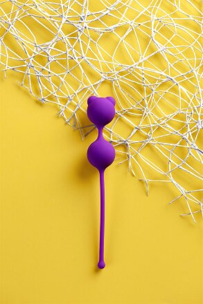 Фиолетовые вагинальные шарики A-Toys с ушками 