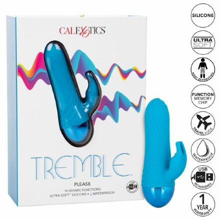 Голубой мини-вибратор Tremble Please - 12 см. 
