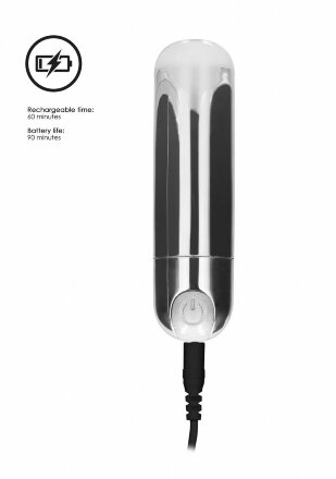 Серебристая перезаряжаемая вибропуля 7 Speed Rechargeable Bullet - 7,7 см. 