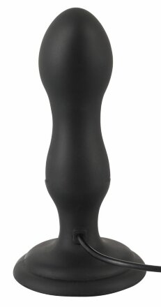 Черная анальная вибропробка с вращением Butt Plug - 13,6 см. 