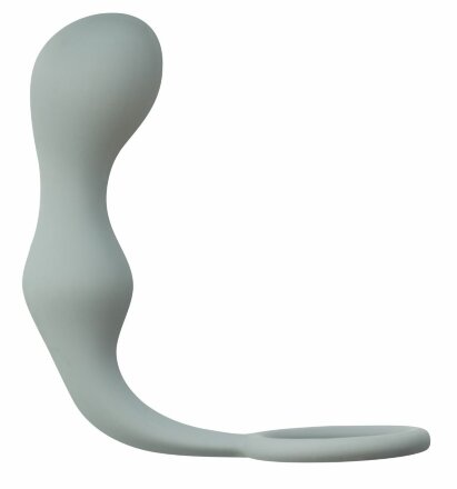 Серое эрекционное кольцо с анальной пробкой Double Pleasure Anal Plug 