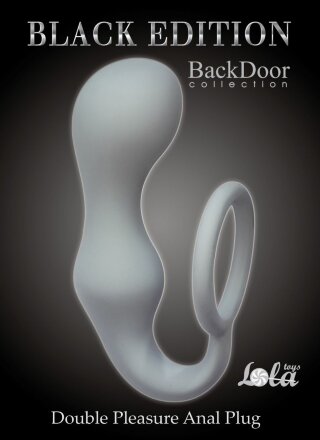 Серое эрекционное кольцо с анальной пробкой Double Pleasure Anal Plug 