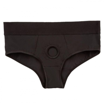 Черные трусы для страпона BACKLESS BRIEF HARNESS S/M 
