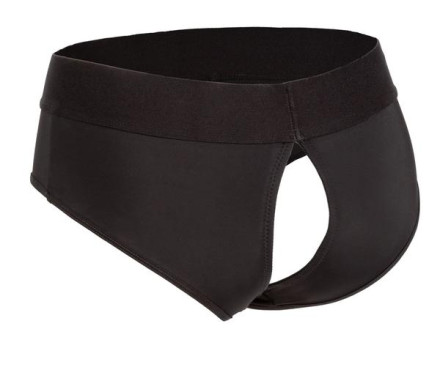 Черные трусы для страпона BACKLESS BRIEF HARNESS S/M 