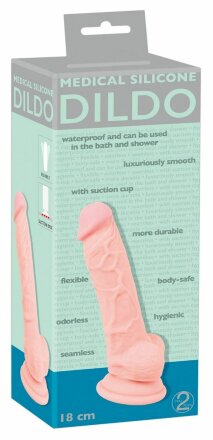 Реалистичный фаллоимитатор из силикона Medical Silicone Dildo - 18 см. 