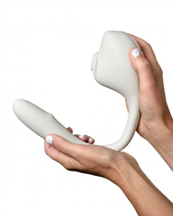 Серый вакуумный стимулятор с отростком Ose 2 Premium Robotic Massager 