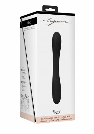 Черный двухсторонний вибратор Flex - 21,5 см. 