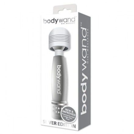 Серебристый жезловый мини-вибратор с кристаллами Mini Massager Silver Edition 