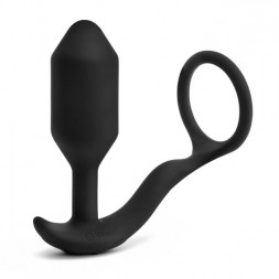 Черная анальная вибропробка с эрекционным кольцом Vibrating Snug &amp; Tug M