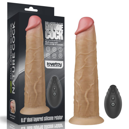 Телесный вибратор-ротатор 8.0 Dual Layered Platinum Silicone Rotator - 20,5 см. 