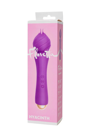 Лиловый вибратор Hyacinth с лепестками - 21,5 см. 