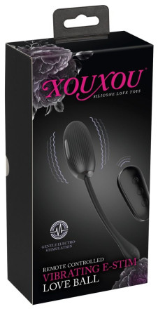 Черное виброяйцо с электростимуляцией Vibrating E-Stim Love Ball 