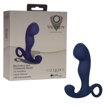 Синий вибромассажер Viceroy Rechargeable Command Probe 