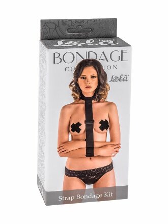 Ошейник с длинной лентой и наручниками Strap Bondage Kit Plus Size 