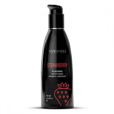 Лубрикант на водной основе с ароматом клубники Wicked Aqua Strawberry - 60 мл. 