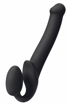 Черный безремневой страпон Silicone Bendable Strap-On M 