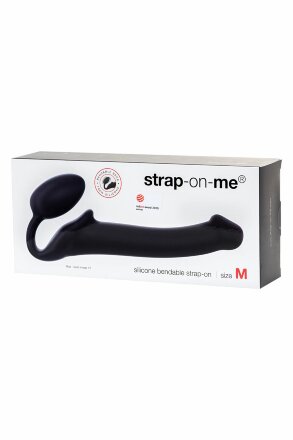 Черный безремневой страпон Silicone Bendable Strap-On M 