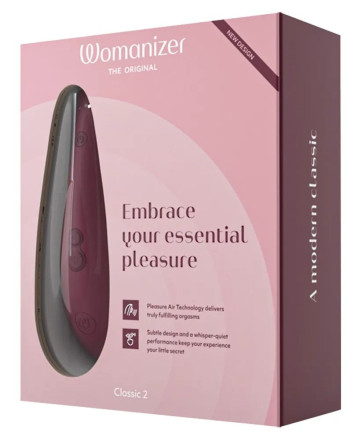 Бордовый бесконтактный стимулятор клитора Womanizer Classic 2 