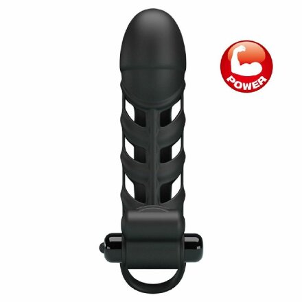 Черная насадка на пенис с вибропулей Penis Sleeve II - 18,8 см. 