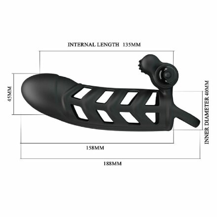 Черная насадка на пенис с вибропулей Penis Sleeve II - 18,8 см. 
