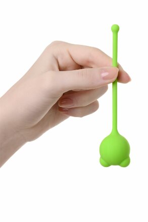 Зеленый силиконовый вагинальный шарик A-Toys с ушками 