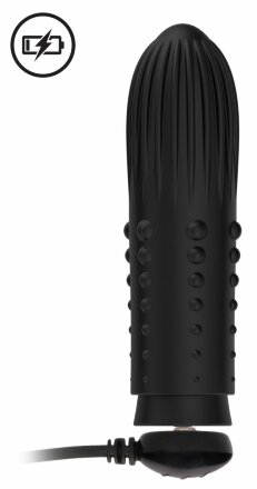 Черная вибропуля Turbo Rechargeable Bullet Lush - 9,8 см. 