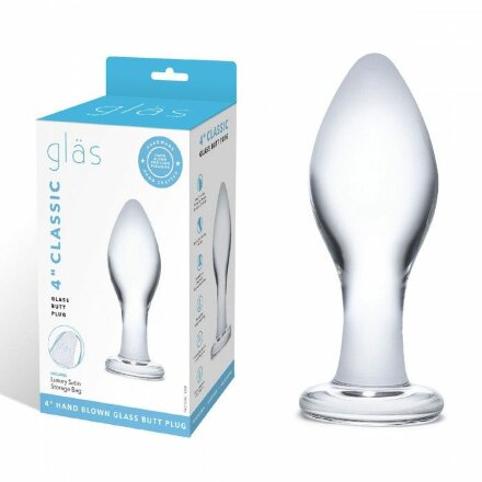 Прозрачная округлая анальная пробка Classic Glass Butt Plug - 10 см. 