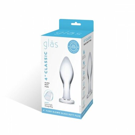 Прозрачная округлая анальная пробка Classic Glass Butt Plug - 10 см. 
