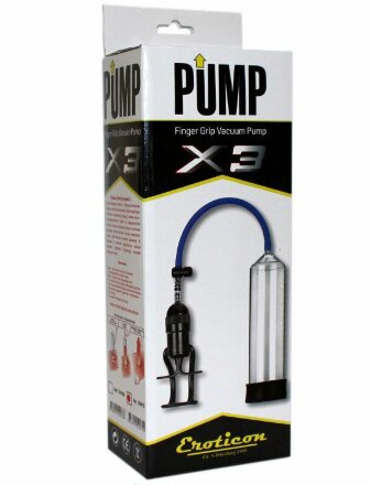 Чёрная вакуумная помпа Eroticon PUMP X3 с ручным насосом 