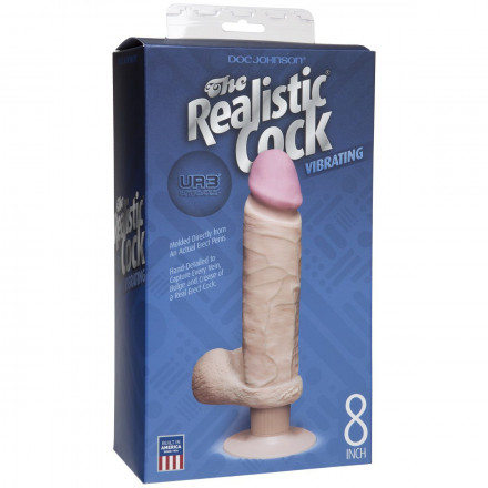 Вибромассажер-реалистик на присоске The Realistic Cock ULTRASKYN Vibrating 8”- 23,5 см. 