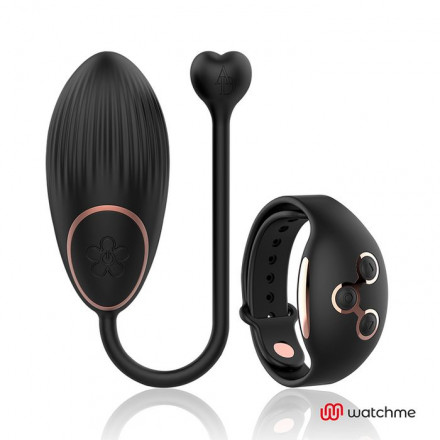 Черно-золотистое виброяйцо с пультом-часами Anne s Desire Vibro Egg Wireless Watchme 