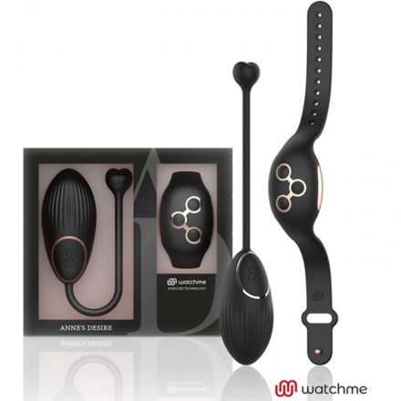 Черно-золотистое виброяйцо с пультом-часами Anne s Desire Vibro Egg Wireless Watchme 
