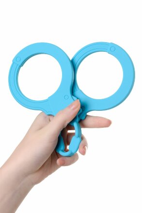 Голубые силиконовые наручники A-Toys без ключа 