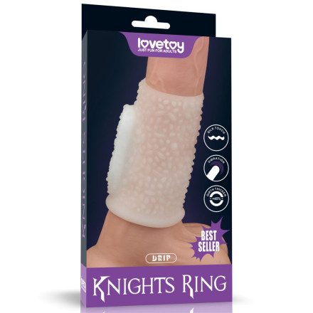Белая вибронасадка на пенис Knights Ring с пупырышками 