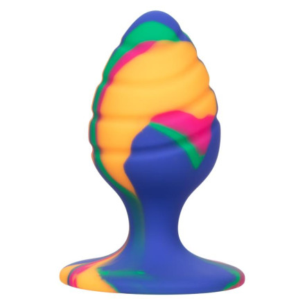 Яркая анальная пробка Cheeky Medium Swirl Tie-Dye Plug - 7,5 см. 