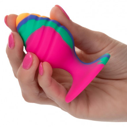 Яркая анальная пробка Cheeky Medium Swirl Tie-Dye Plug - 7,5 см. 