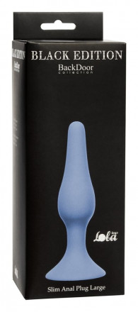 Синяя анальная пробка Slim Anal Plug Large - 12,5 см. 