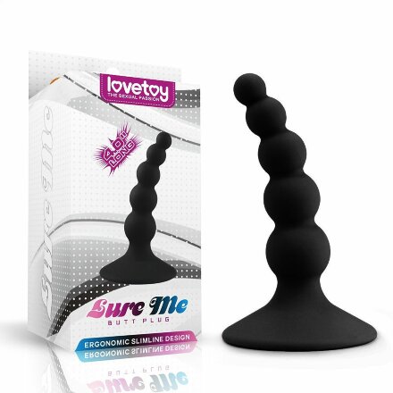 Черный анальный стимулятор с шариками Lure me Beaded Anal Plug - 10,3 см. 