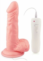 Телесный вибратор 7&quot; Vibrating Dong with Vibrating Balls - 16 см.