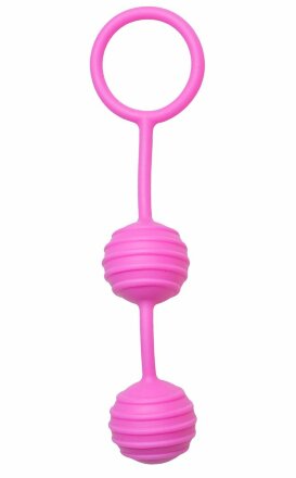 Розовые вагинальные шарики с ребрышками Pleasure Balls 