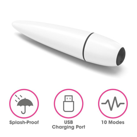 Белый мини-вибратор IJOY Rechargeable Power Play - 10,5 см. 