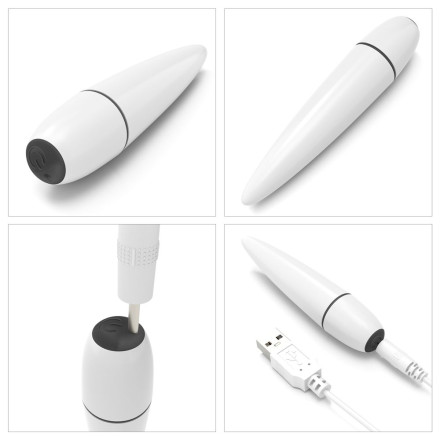 Белый мини-вибратор IJOY Rechargeable Power Play - 10,5 см. 