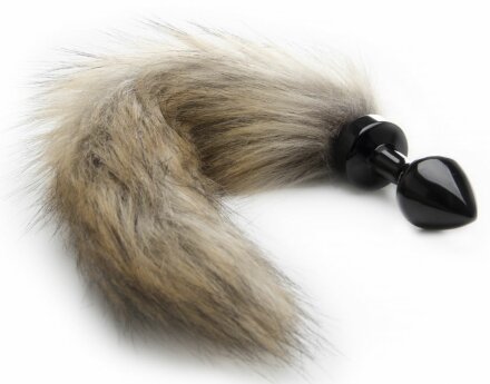 Черная маленькая анальная пробка с хвостиком Fox Tail Buttplug 
