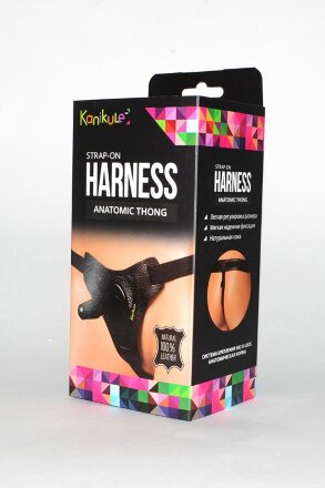 Кожаные трусики с плугом Kanikule Leather Strap-on Harness Anatomic Thong 