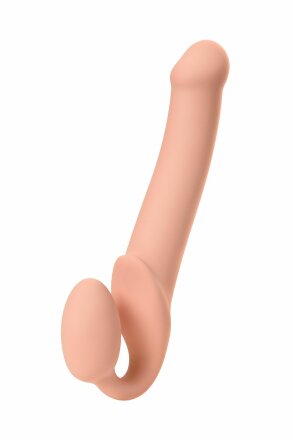 Телесный безремневой страпон Silicone Bendable Strap-On L 