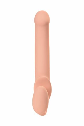 Телесный безремневой страпон Silicone Bendable Strap-On L 