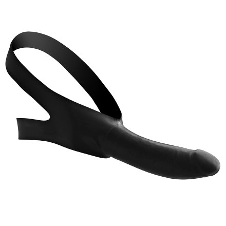 Черный кляп-страпон Masters Mini Face Fuck Strap-On - 14 см. 