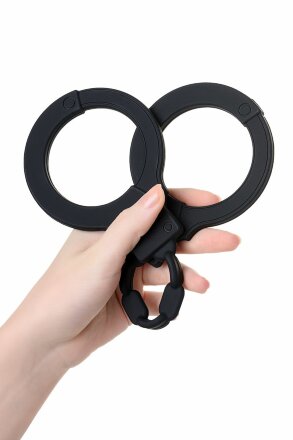 Черные силиконовые наручники A-Toys без ключа 